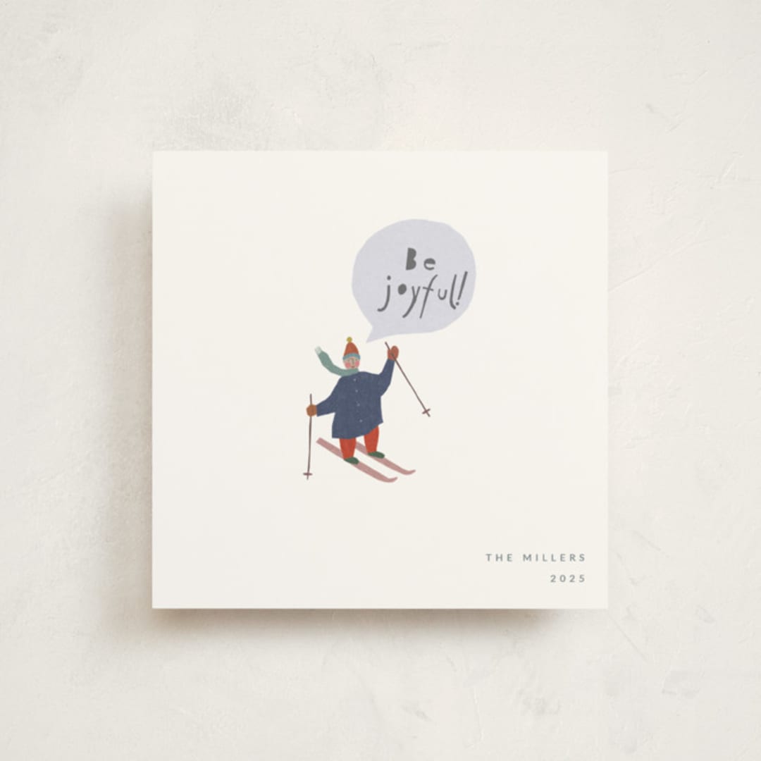 "skier" - Holiday Cards in Snow by Sumak Studio - Front