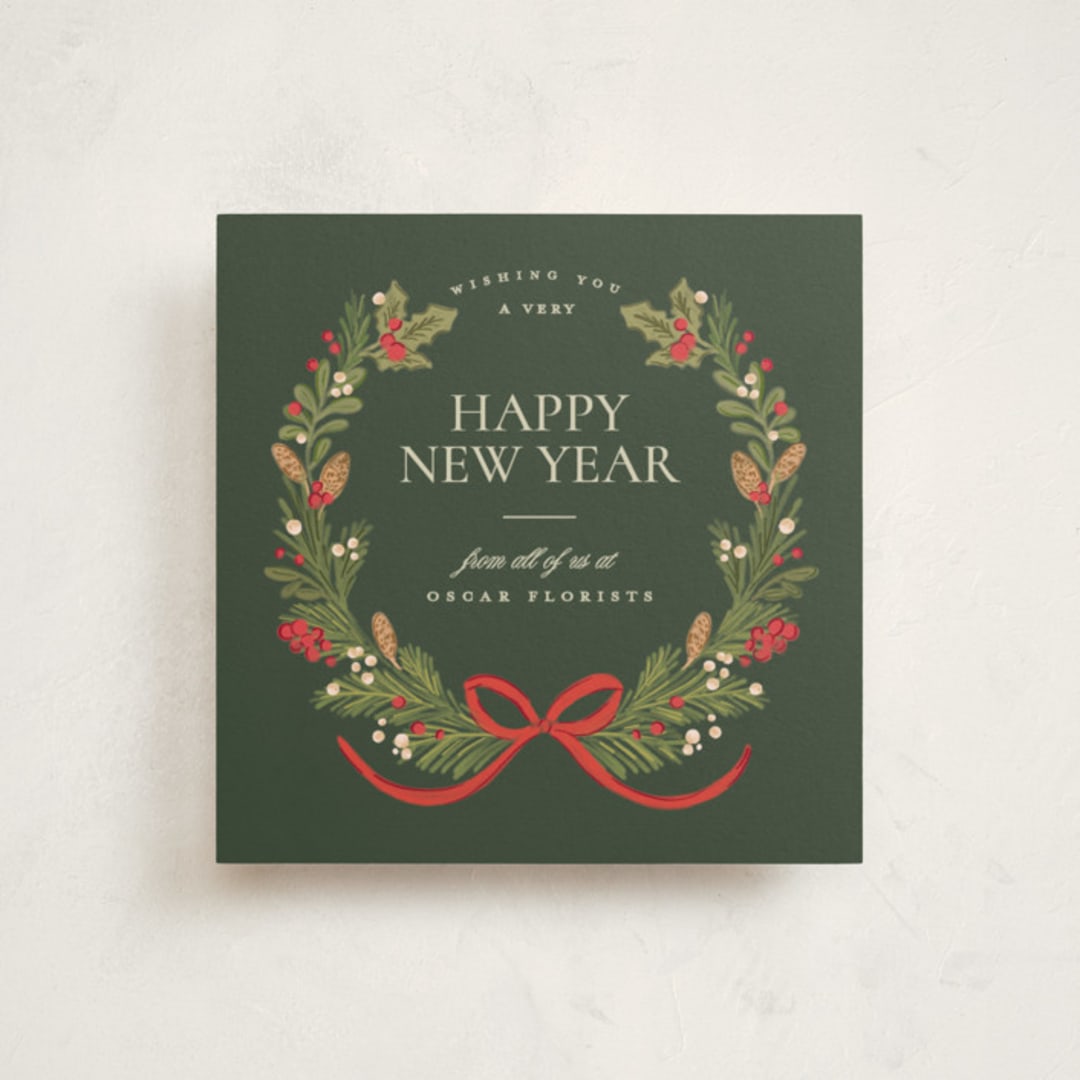"holiday wreath" - Holiday Cards in Pine by Creo Study - Front