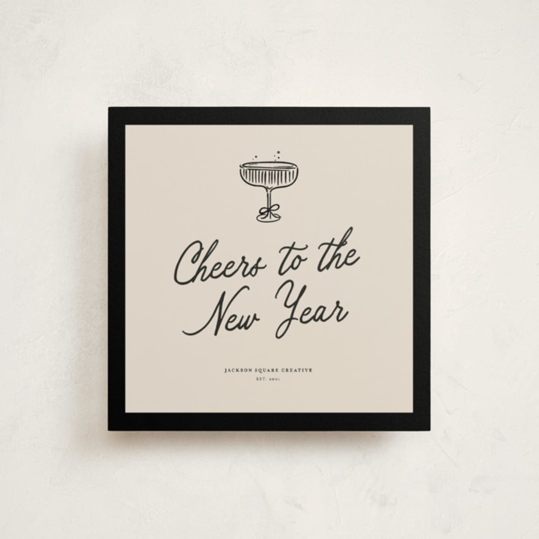 "Bubbly Clink" - Holiday Cards in Caviar by Cindy Reynolds - Front