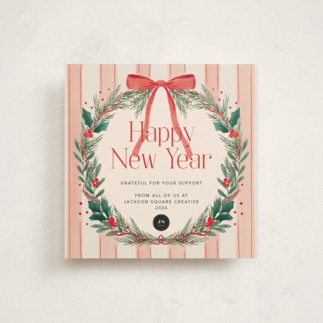 "Joyful Wreath" - Holiday Cards in Cherry by Elly - Front