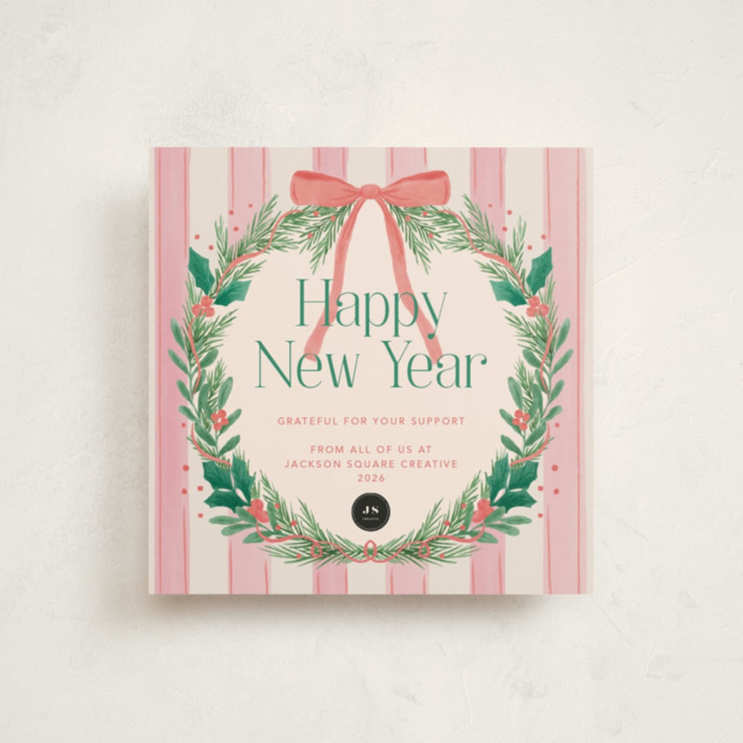 "Joyful Wreath" - Holiday Cards in Peony by Elly - Front