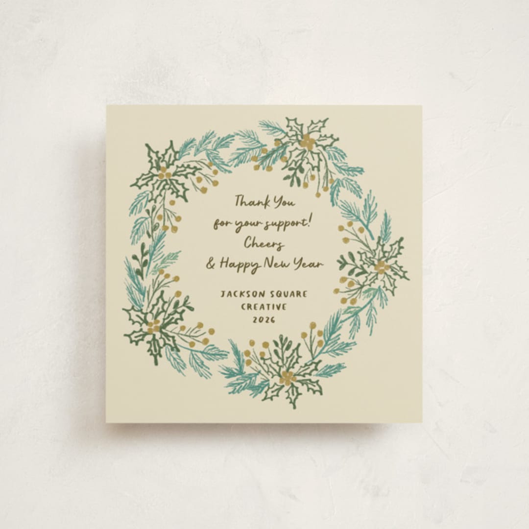 "sketched wreath" - Holiday Cards in Butterscotch by Kanika Mathur - Front