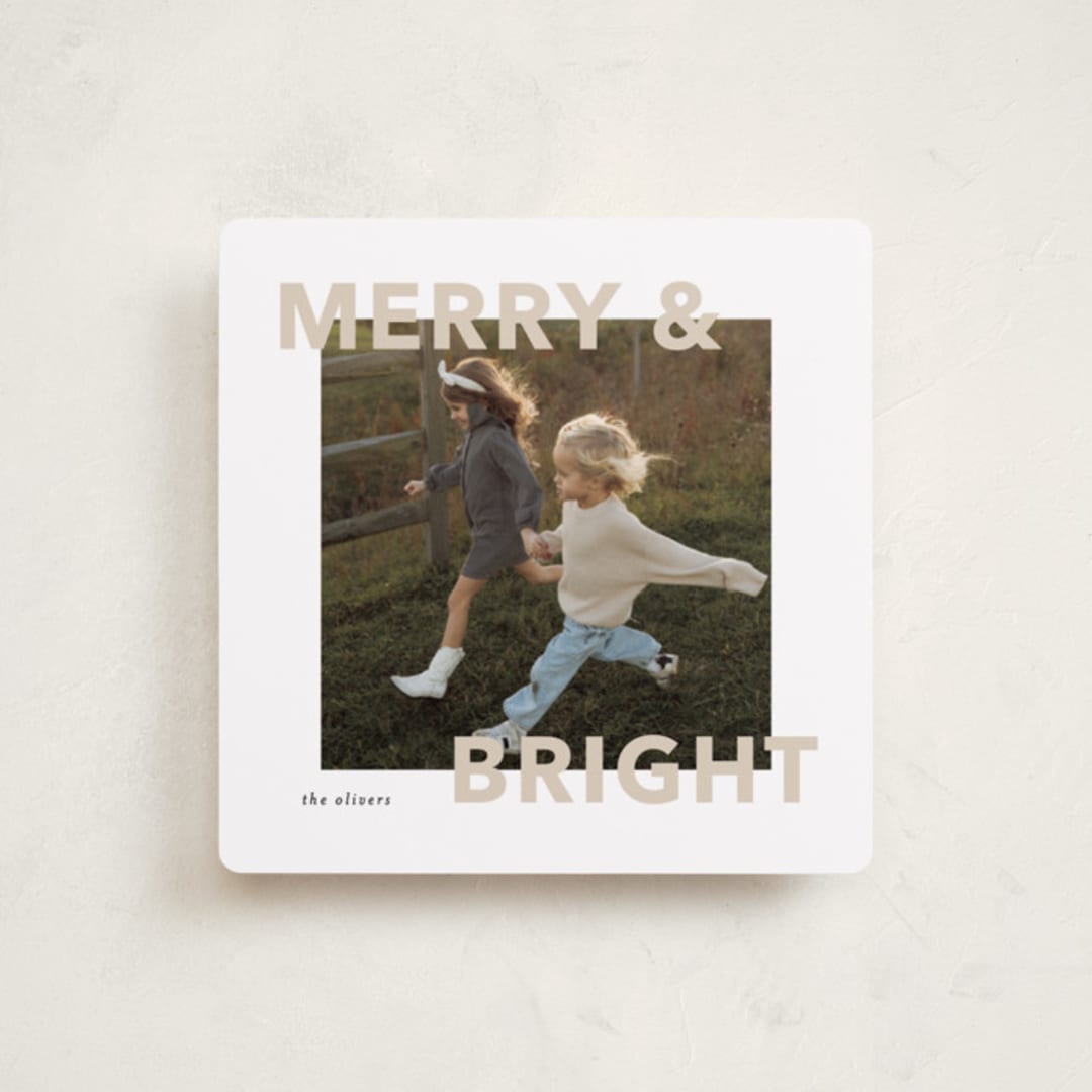 "Merry Bright" - Holiday Cards in Snowflake by Angela Thompson - Front