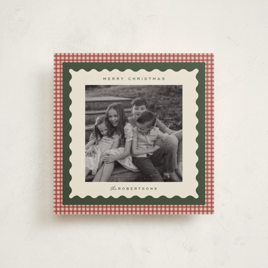 "gingham layers" - Holiday Cards in Cranberry by Ellen Schlegelmilch - Front