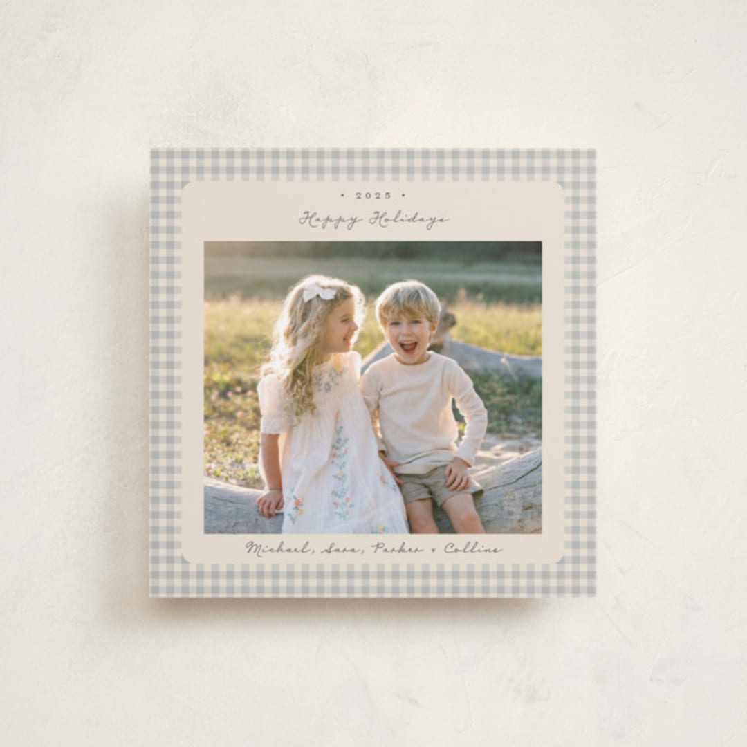 "Gingham Vintage" - Holiday Cards in Ash by Emily Betts - Front