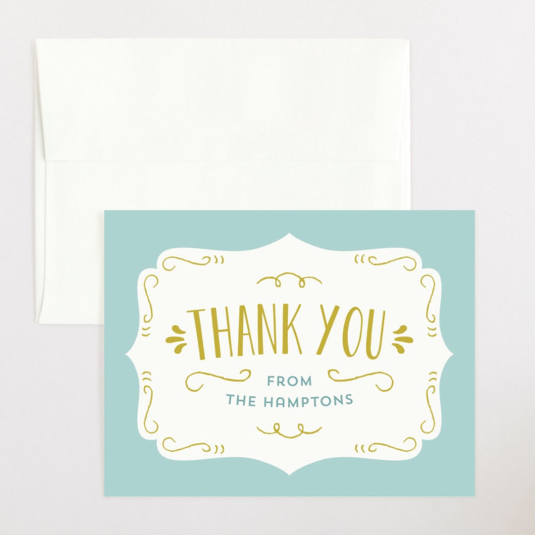 "Baby Brewing" - Baby Shower Thank You Cards in Goldenrod by Laura Hankins - Front
