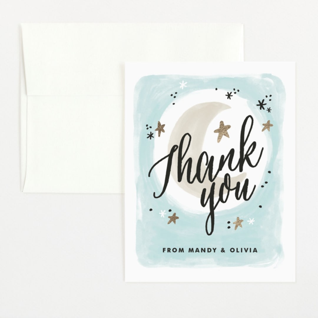"Moonlit" - Baby Shower Thank You Cards in Sky by Alethea and Ruth - Front