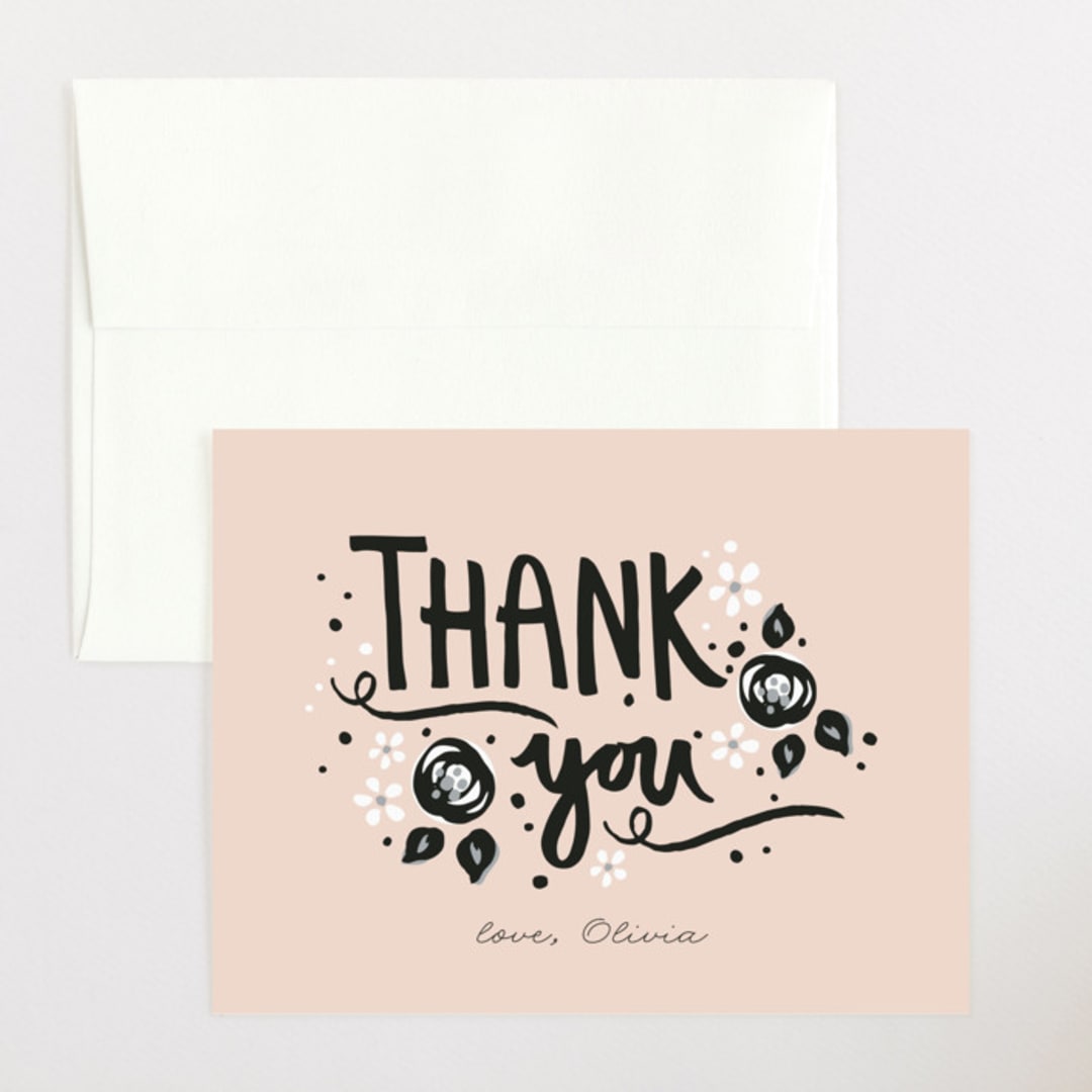 "Sugar and Spice" - Baby Shower Thank You Cards in Blush by JeAnna Casper - Front