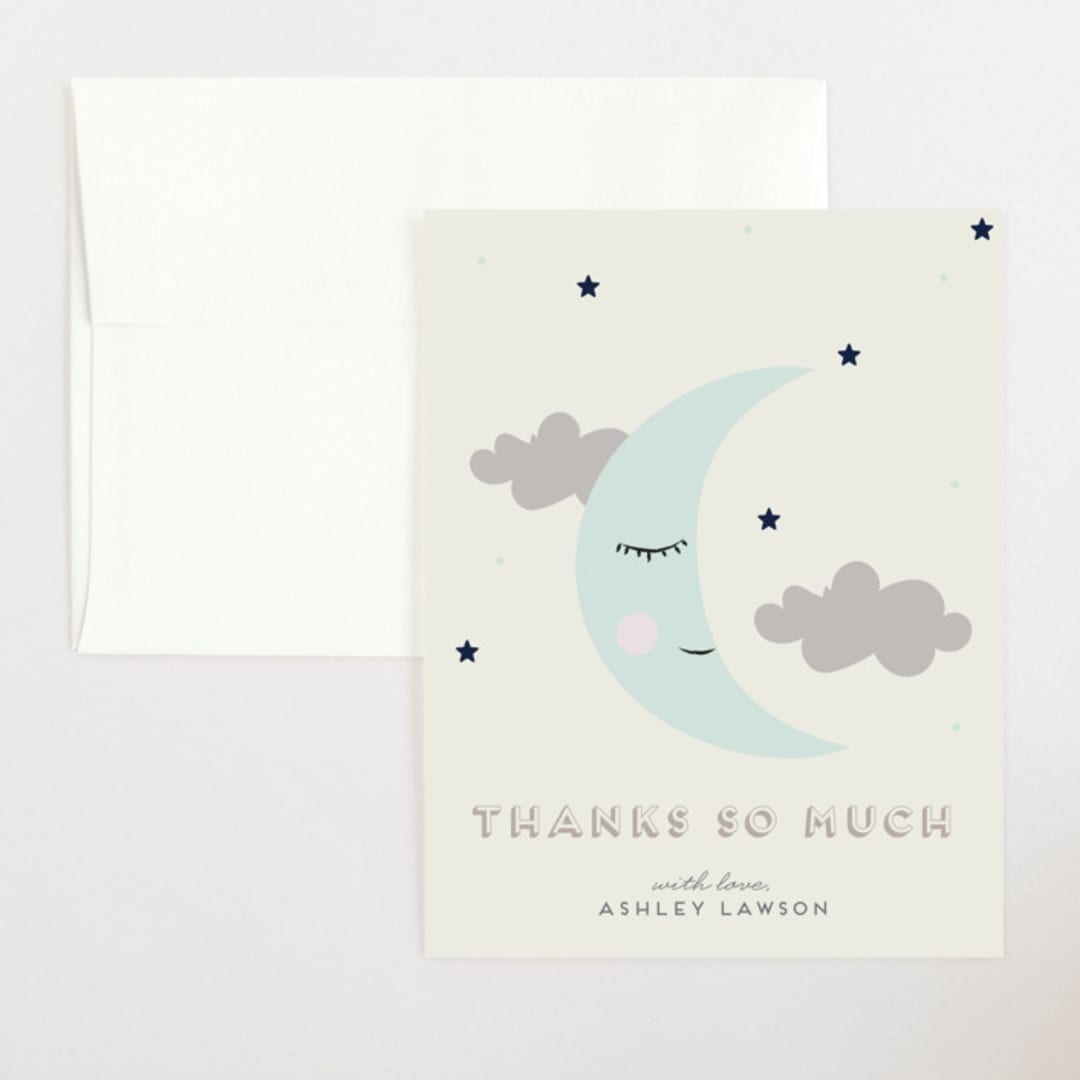 "Night Sky Mobile" - Baby Shower Thank You Cards in Cream by Stephanie Given - Front