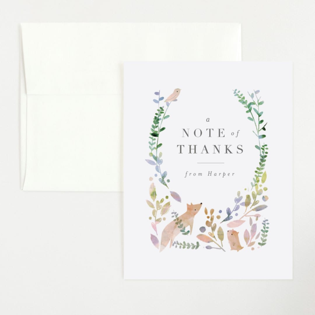 "Woodland" - Baby Shower Thank You Cards in Forest by Lori Wemple - Front