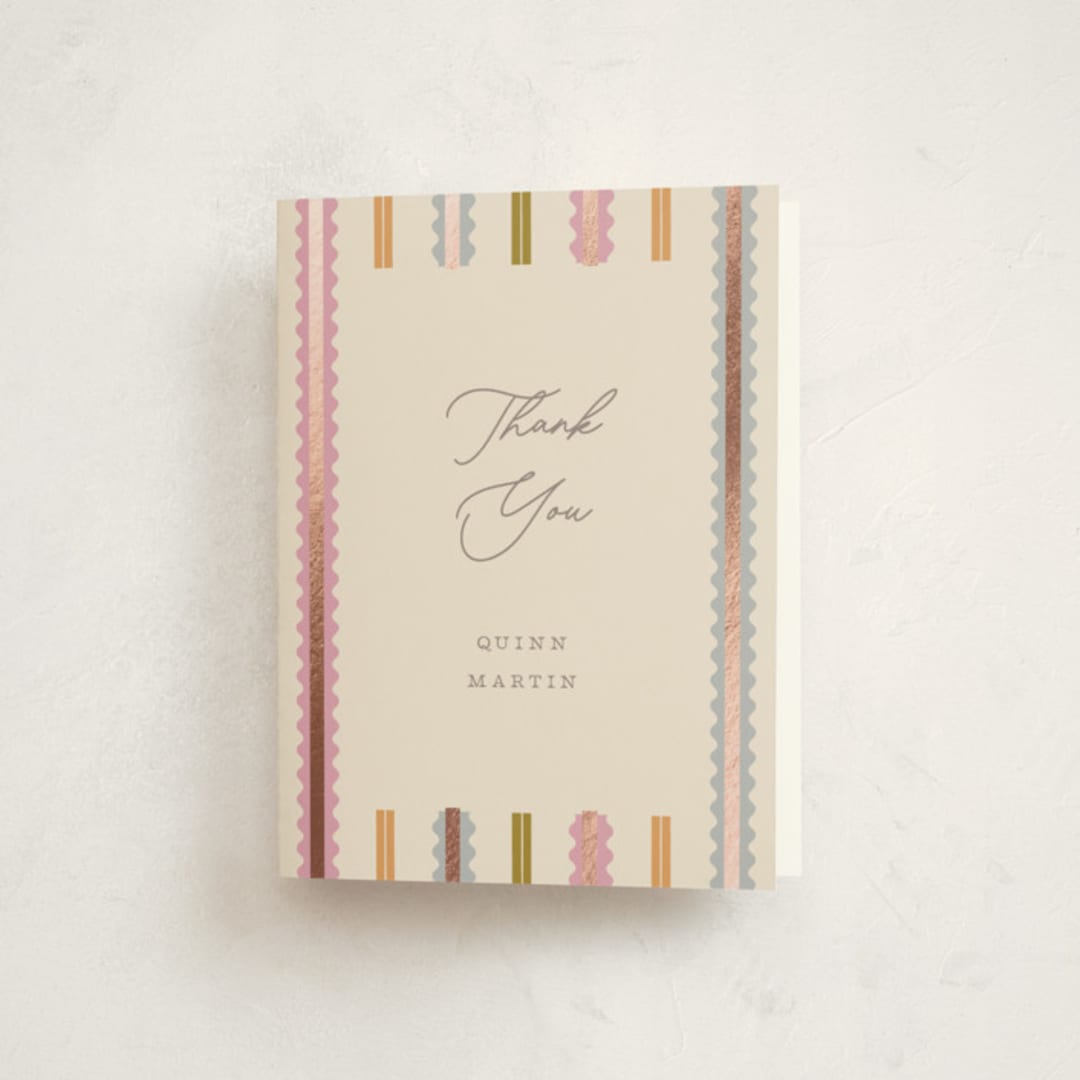 "Swiggle" - Baby Shower Thank You Cards in Vanilla by Pixel and Hank - Front