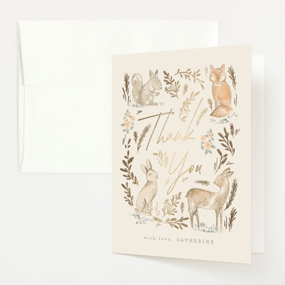 "Vintage woodland" - Baby Shower Thank You Cards in Ginger by Creo Study - Front