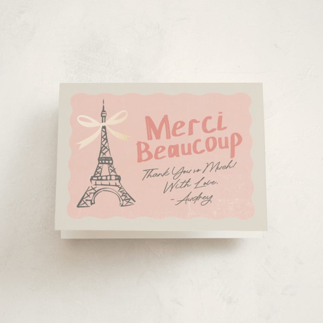"Paris Postcard" - Baby Shower Thank You Cards in Petal by Karidy Walker - Front