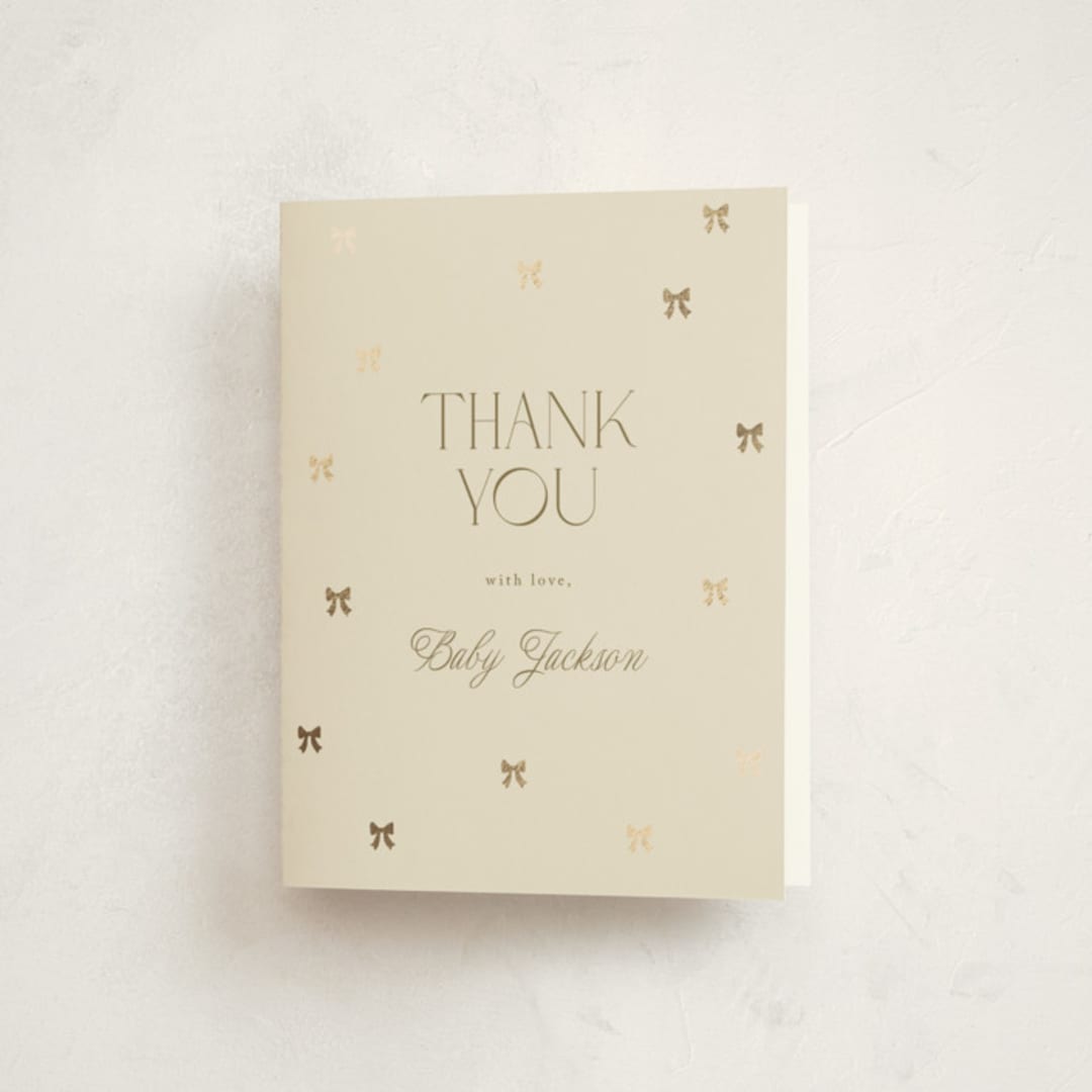 "Mini Bows" - Baby Shower Thank You Cards in Vanilla by Vera Lim - Front