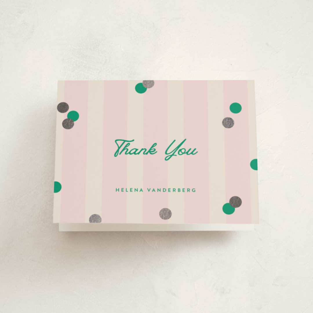 "Preppy Confetti" - Baby Shower Thank You Cards in Peony by Olivia Raufman - Front