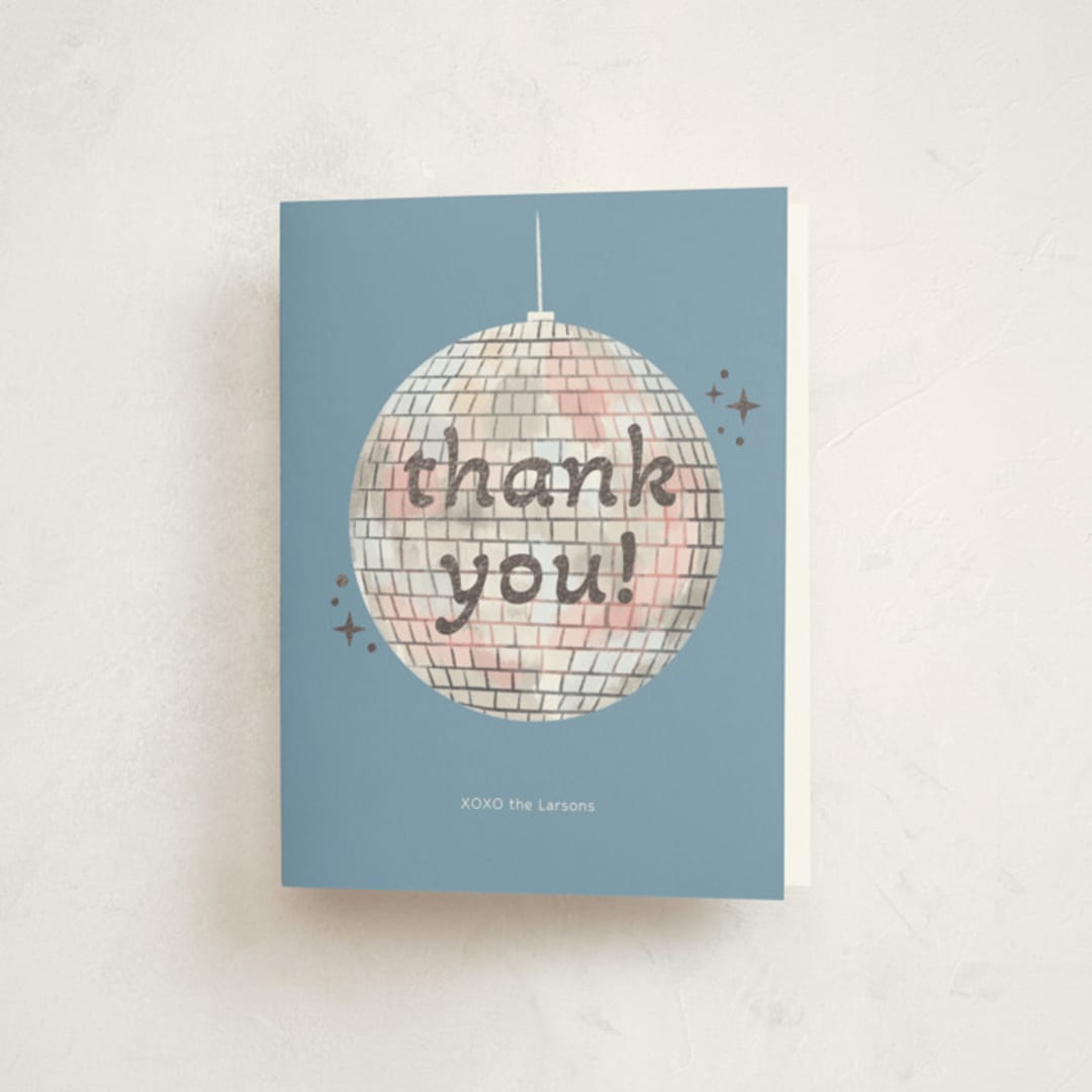 "Groovy Baby" - Baby Shower Thank You Cards in Cobalt by Janna Sue Design - Front
