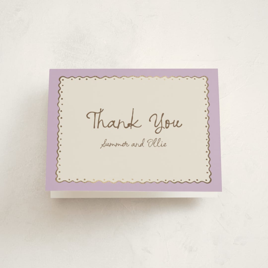 "Sugar" - Baby Shower Thank You Cards in Lavender by Pati Cascino - Front