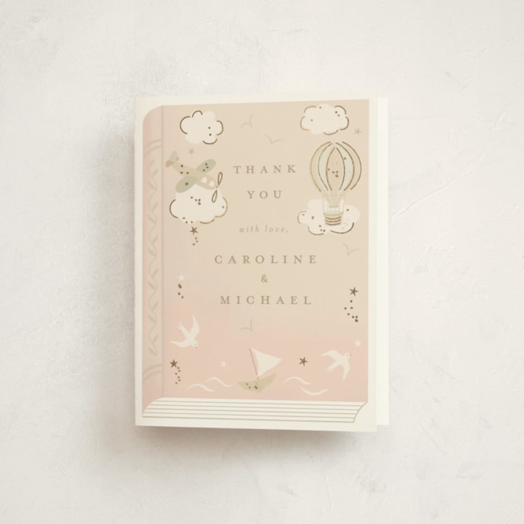 "Our Journey" - Baby Shower Thank You Cards in Blush by Jennifer Holbrook - Front