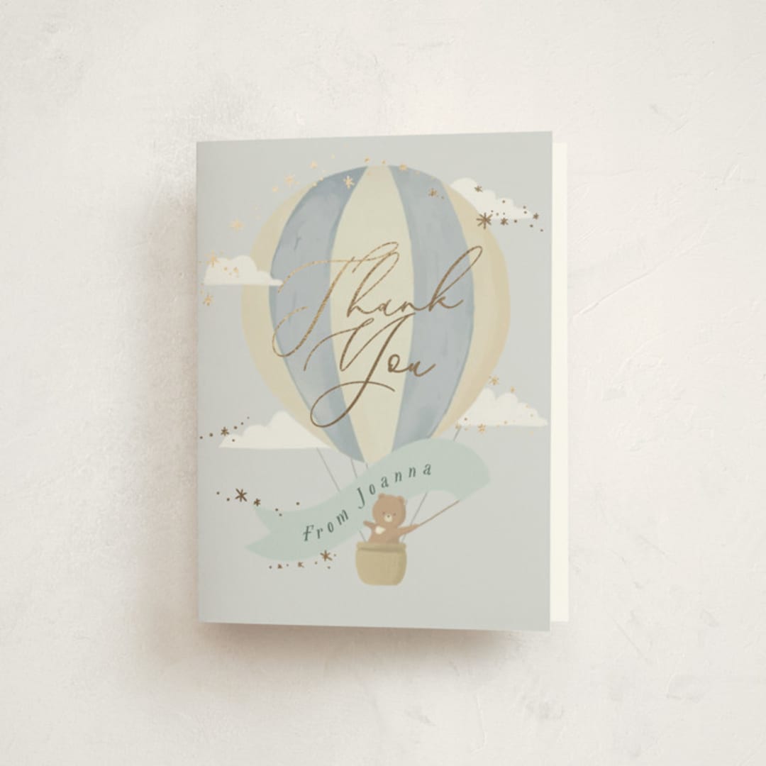 "Little Explorer" - Baby Shower Thank You Cards in Powder by Hannah Williams - Front