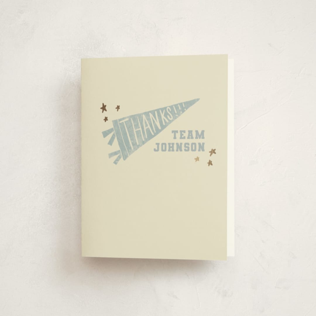 "Baseball Baby Shower" - Baby Shower Thank You Cards in Sky by Rebekah Canavan - Front