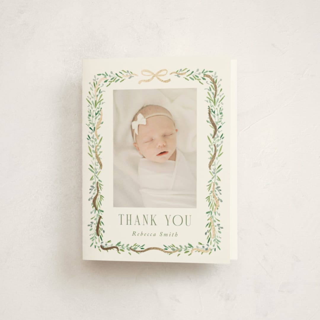 "Little Bebe" - Baby Shower Thank You Cards in Meadow by Petra Kern - Front