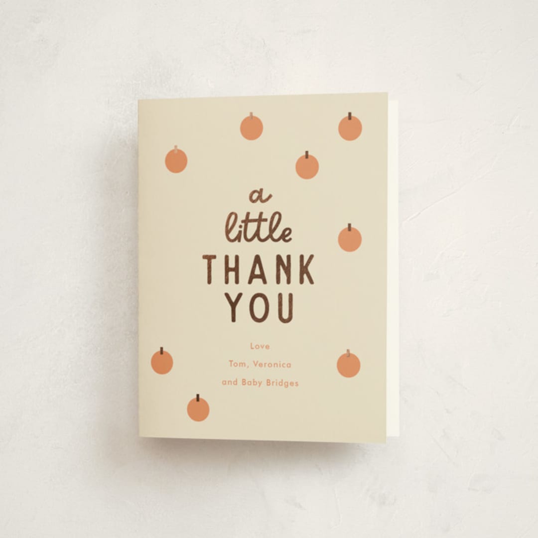 "A Little Pumpkin" - Baby Shower Thank You Cards in Pumpkin by Baumbirdy - Front