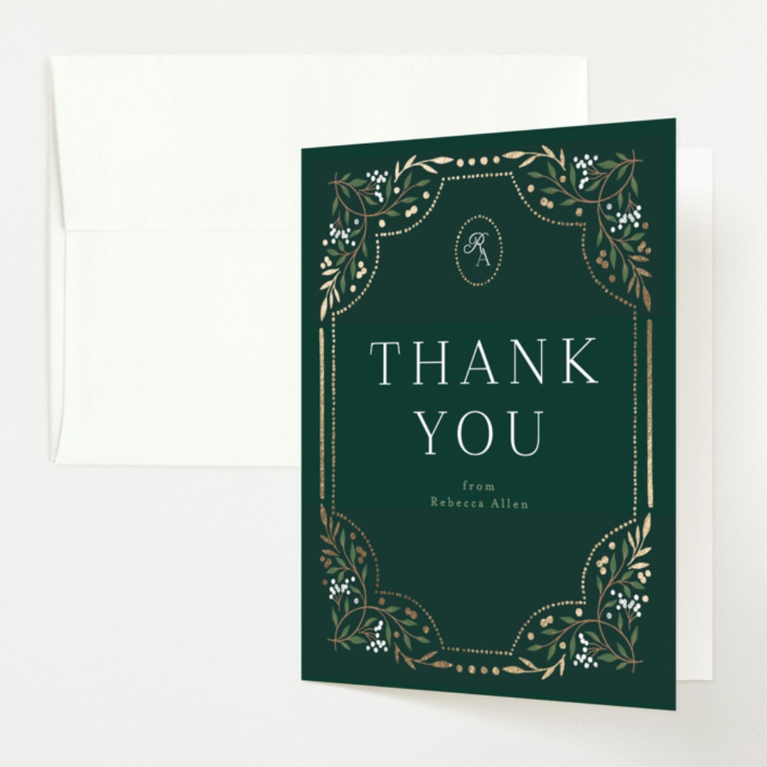 "Illuminated Storybook" - Baby Shower Thank You Cards in Evergreen by Alethea and Ruth - Front