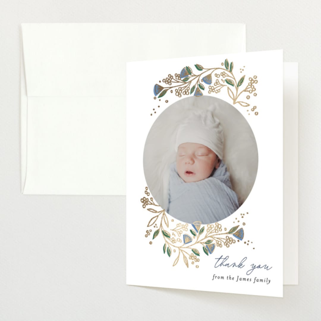 "Baby Vines" - Baby Shower Thank You Cards in Sky by Alethea and Ruth - Front