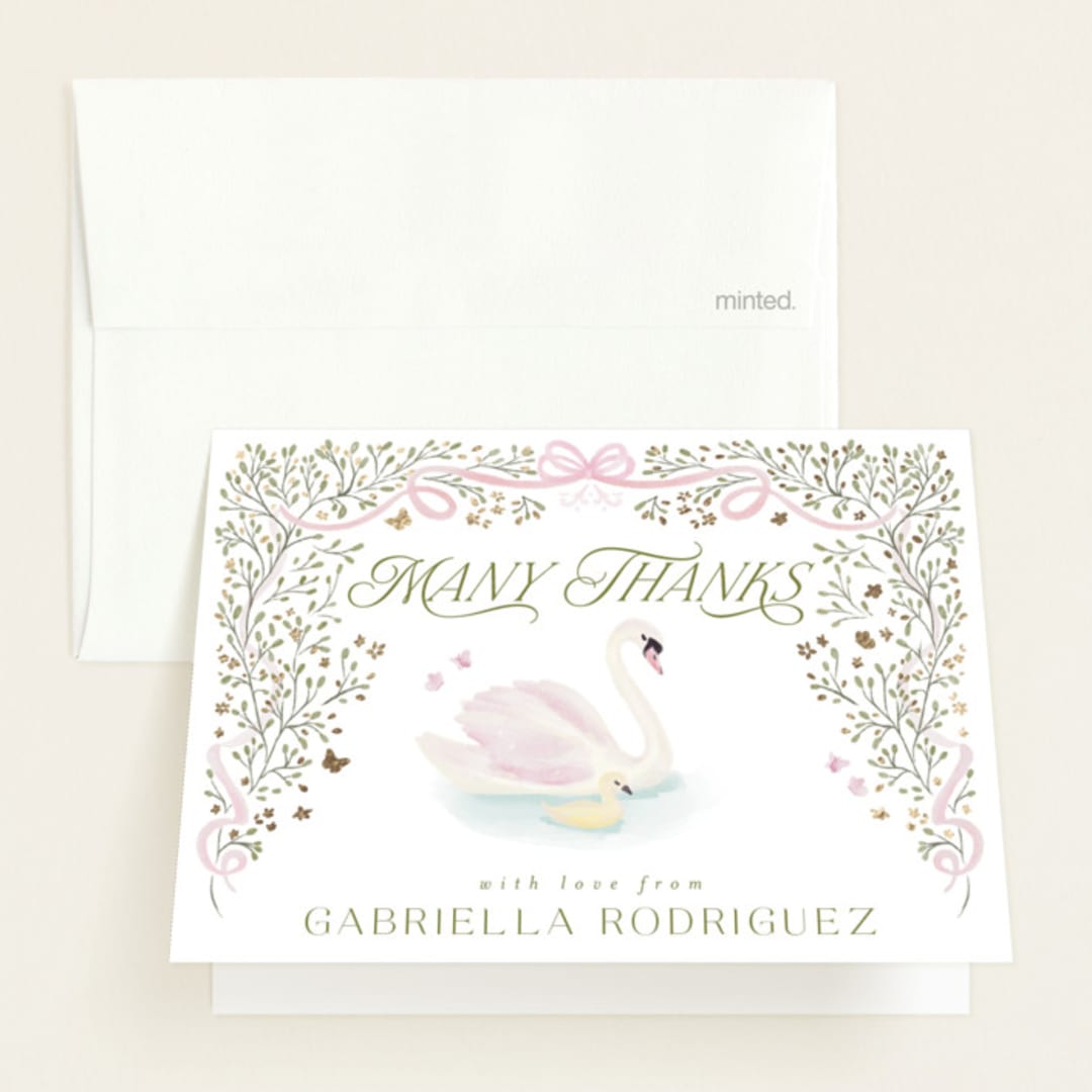 "Swan Princess" - Baby Shower Thank You Cards in Ballet Slipper by Jenna Holcomb - Front