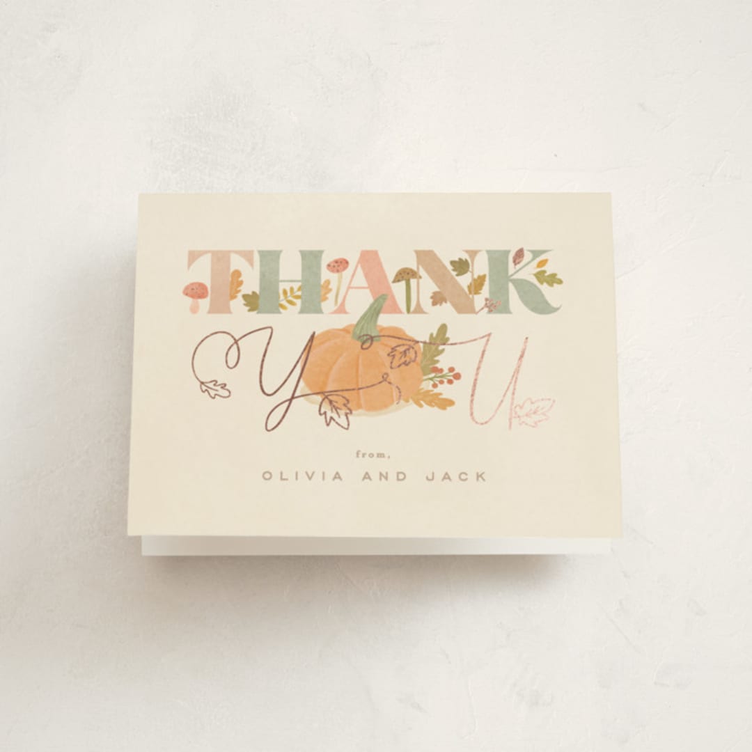"Little Pumpkin" - Baby Shower Thank You Cards in Latte by Creo Study - Front