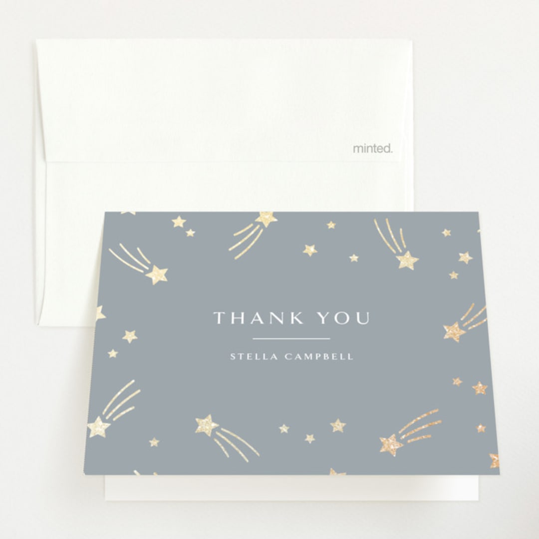 "Little Star" - Baby Shower Thank You Cards in Slate by Meggy Masters - Front
