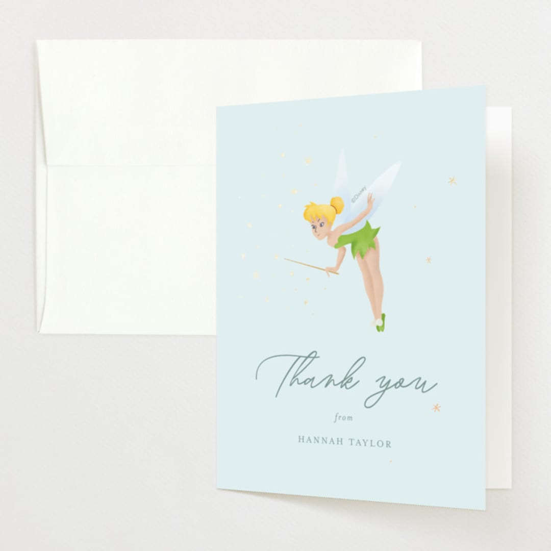 "Disney’s Tinkerbell Magic" - Baby Shower Thank You Cards in Sage by frau brandt - Front