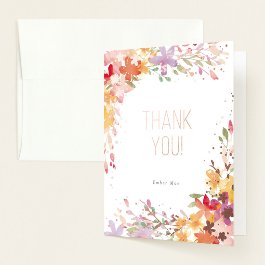 "Botanical Sip n See" - Baby Shower Thank You Cards in Vibrant by Itsy Belle Studio - Front