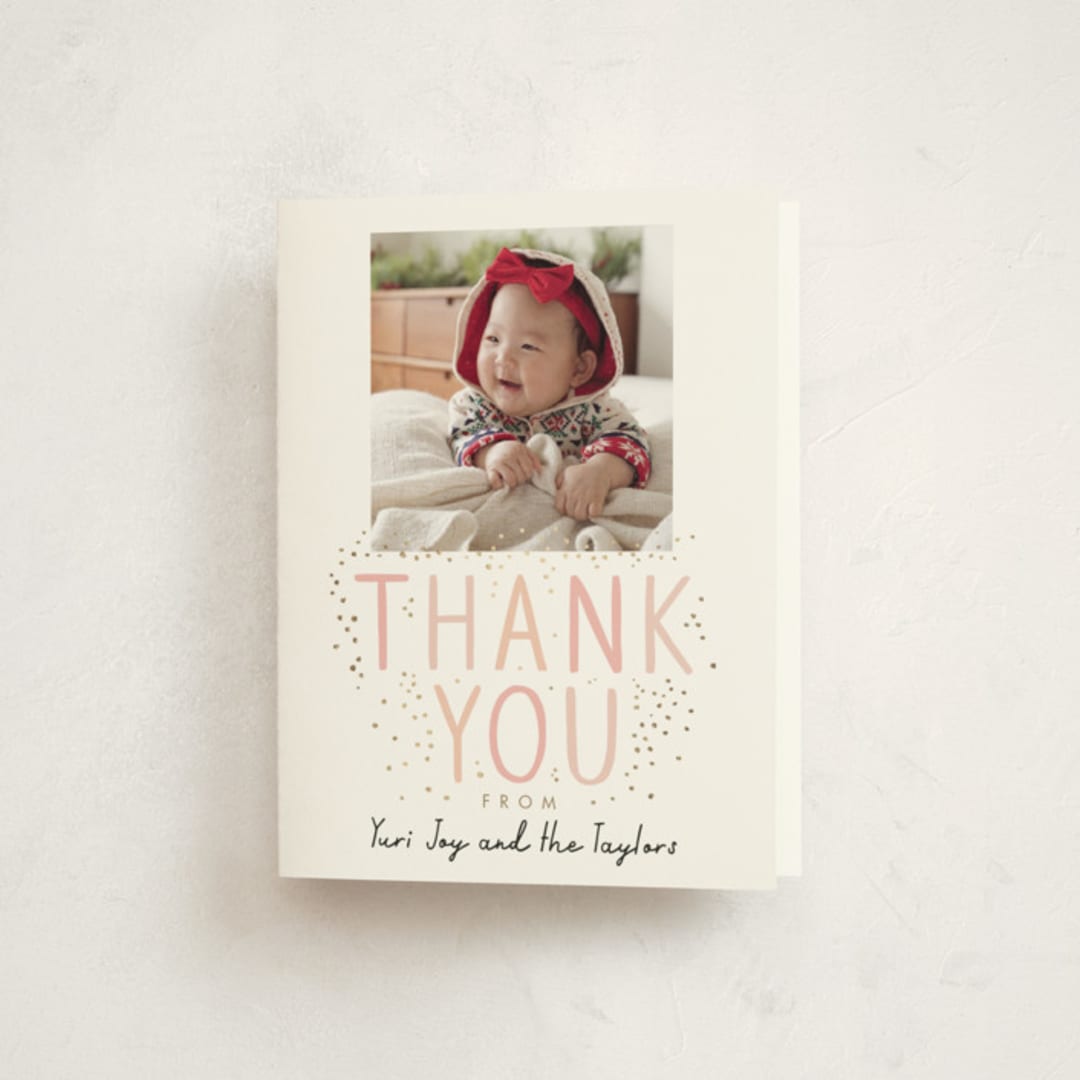"100 days" - Baby Shower Thank You Cards in Blush by Alethea and Ruth - Front