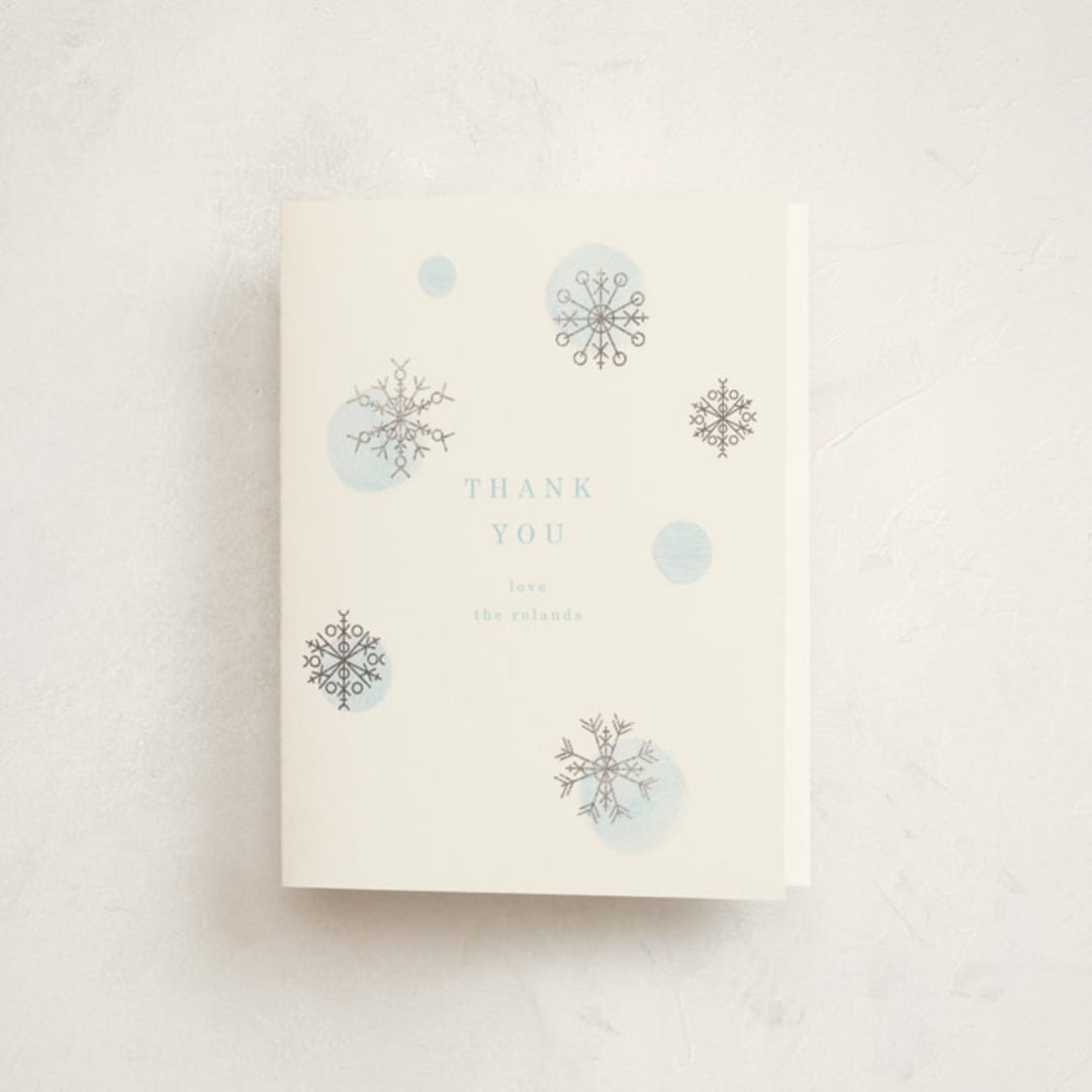 "Snowflakes" - Baby Shower Thank You Cards in Glacier by Baumbirdy - Front