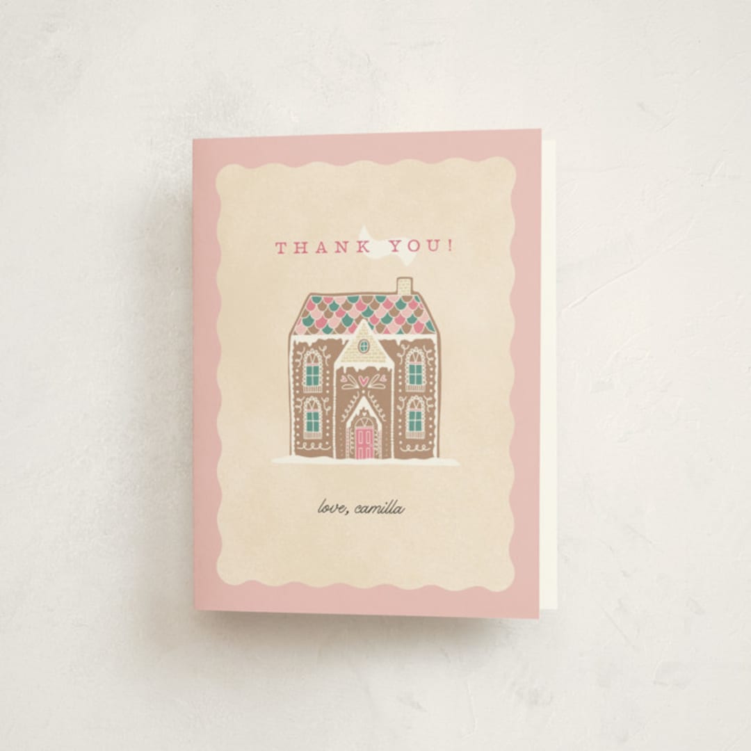 "Holiday Greetings" - Baby Shower Thank You Cards in Cotton Candy by Pixel and Hank - Front