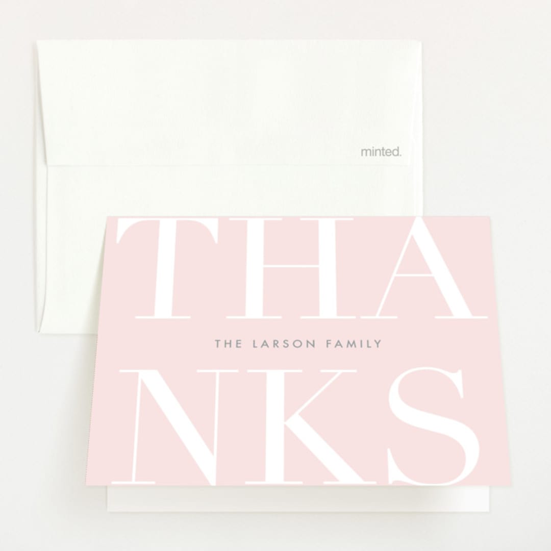 "Big Bash" - Baby Shower Thank You Cards in Blush by Lauren Chism - Front