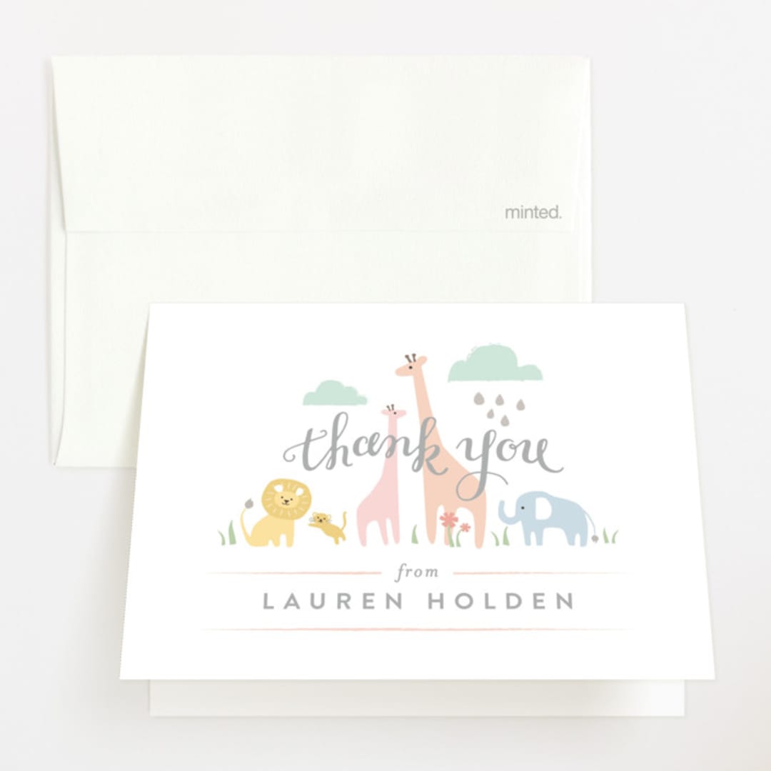 "Petite Jungle shower" - Baby Shower Thank You Cards in Forest by Jennifer Wick - Front