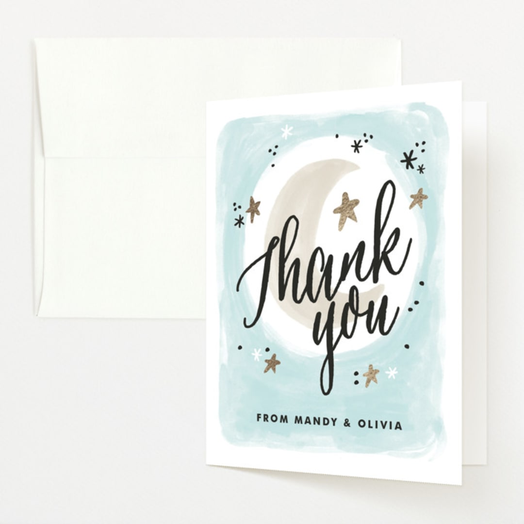 "Moonlit" - Baby Shower Thank You Cards in Sky by Alethea and Ruth - Front