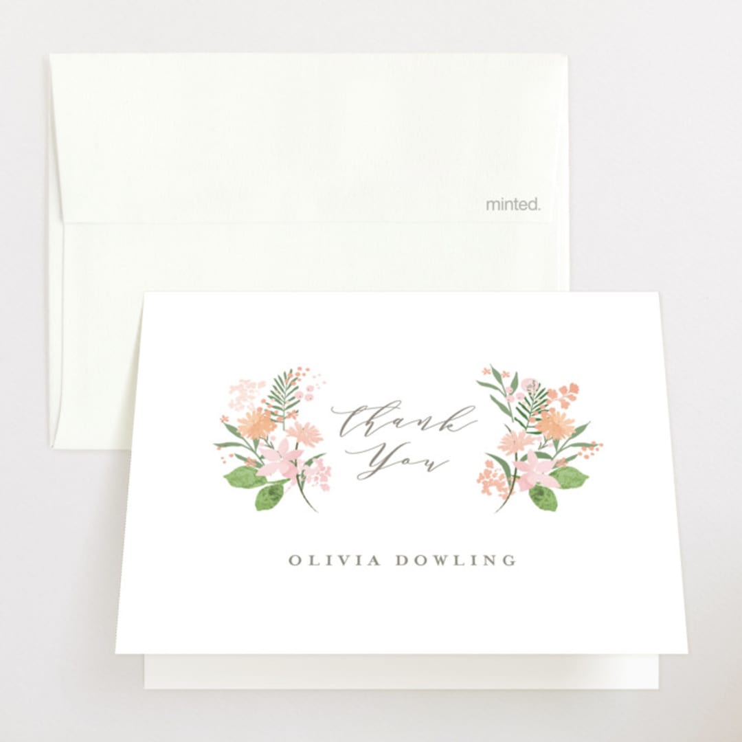 "Cascading Shower" - Baby Shower Thank You Cards in Sage by Jennifer Wick - Front