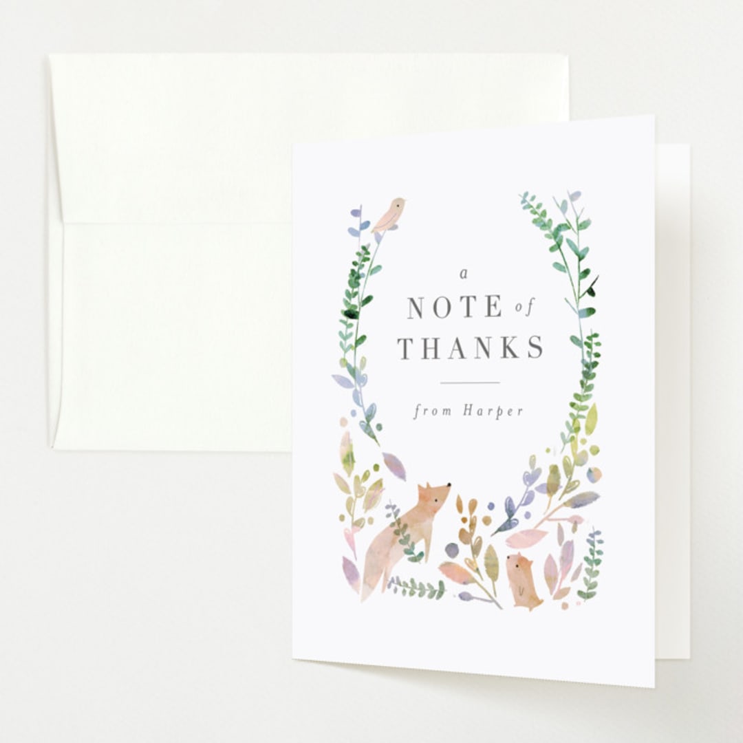 "Woodland" - Baby Shower Thank You Cards in Forest by Lori Wemple - Front