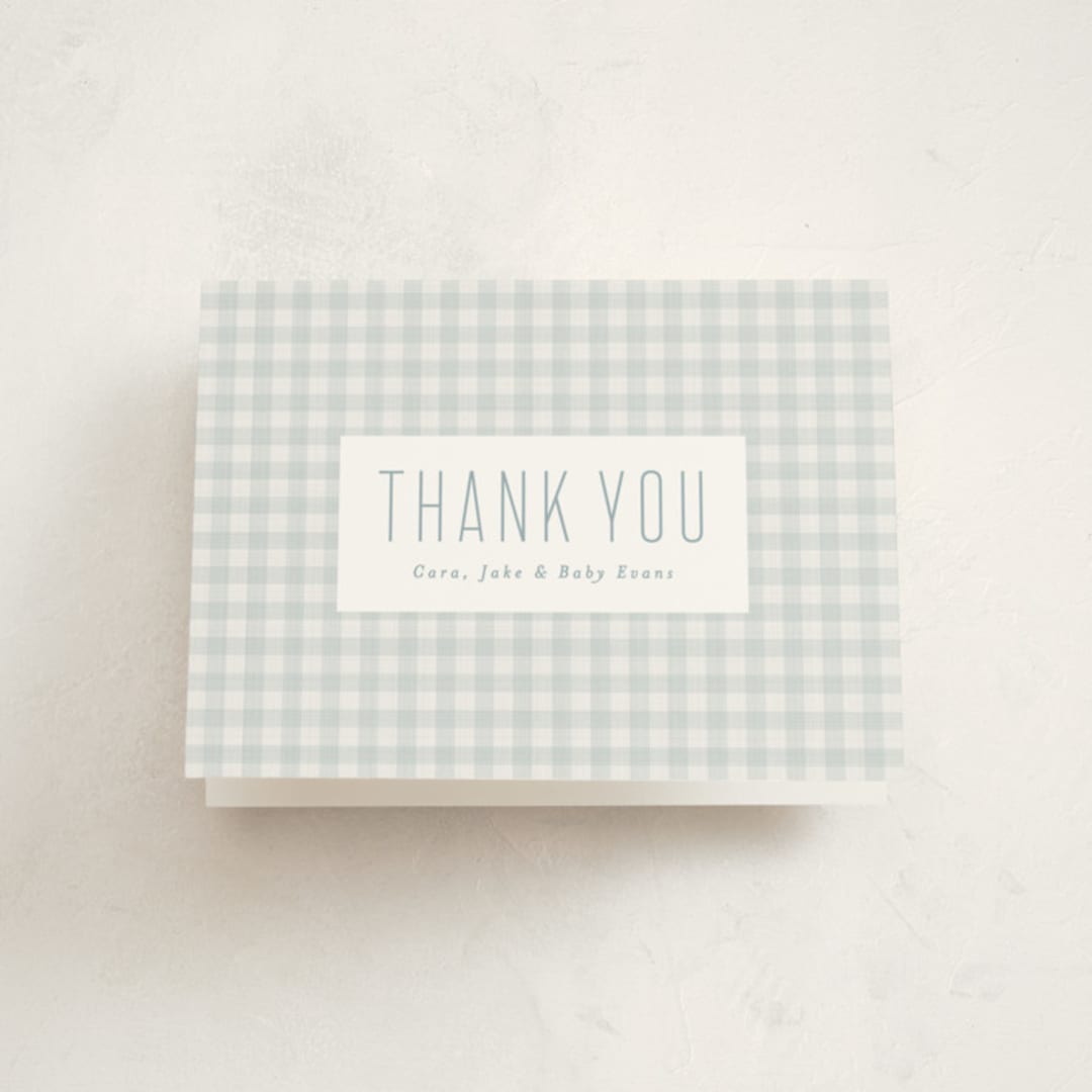 "Charming" - Baby Shower Thank You Cards in Sky by Lea Delaveris - Front