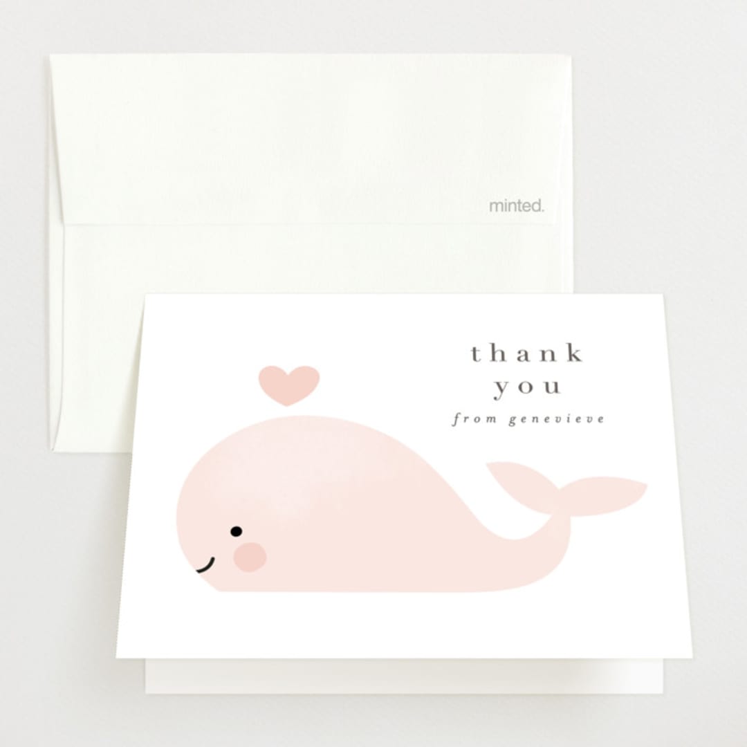 "Sea" - Baby Shower Thank You Cards in Blush by Lori Wemple - Front