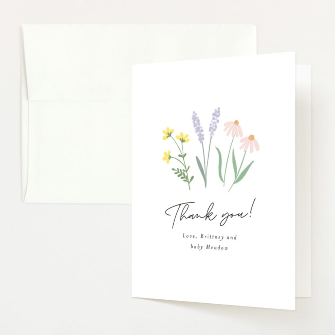 "She's a Wildflower" - Baby Shower Thank You Cards in Pastel by Itsy Belle Studio - Front
