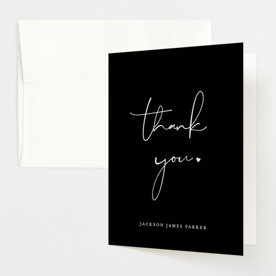 "Just Me" - Baby Shower Thank You Cards in Midnight by Lehan Veenker - Front