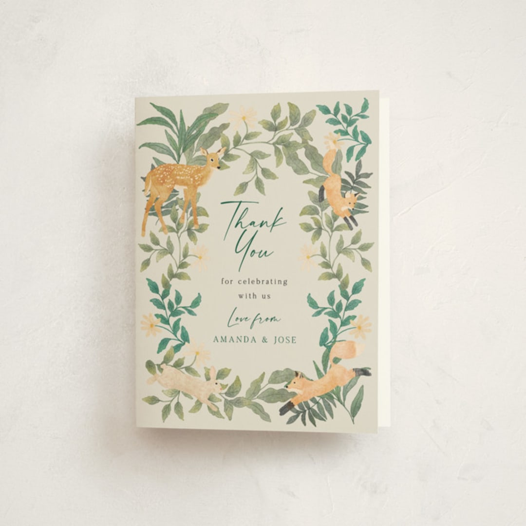 "wild forest" - Baby Shower Thank You Cards in Cream by Elly - Front