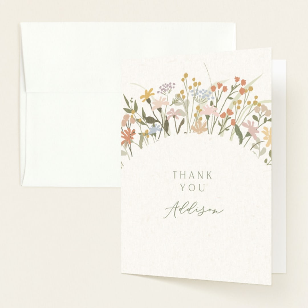 "Meadow flowers" - Baby Shower Thank You Cards in Vanilla by Jennifer Wick - Front