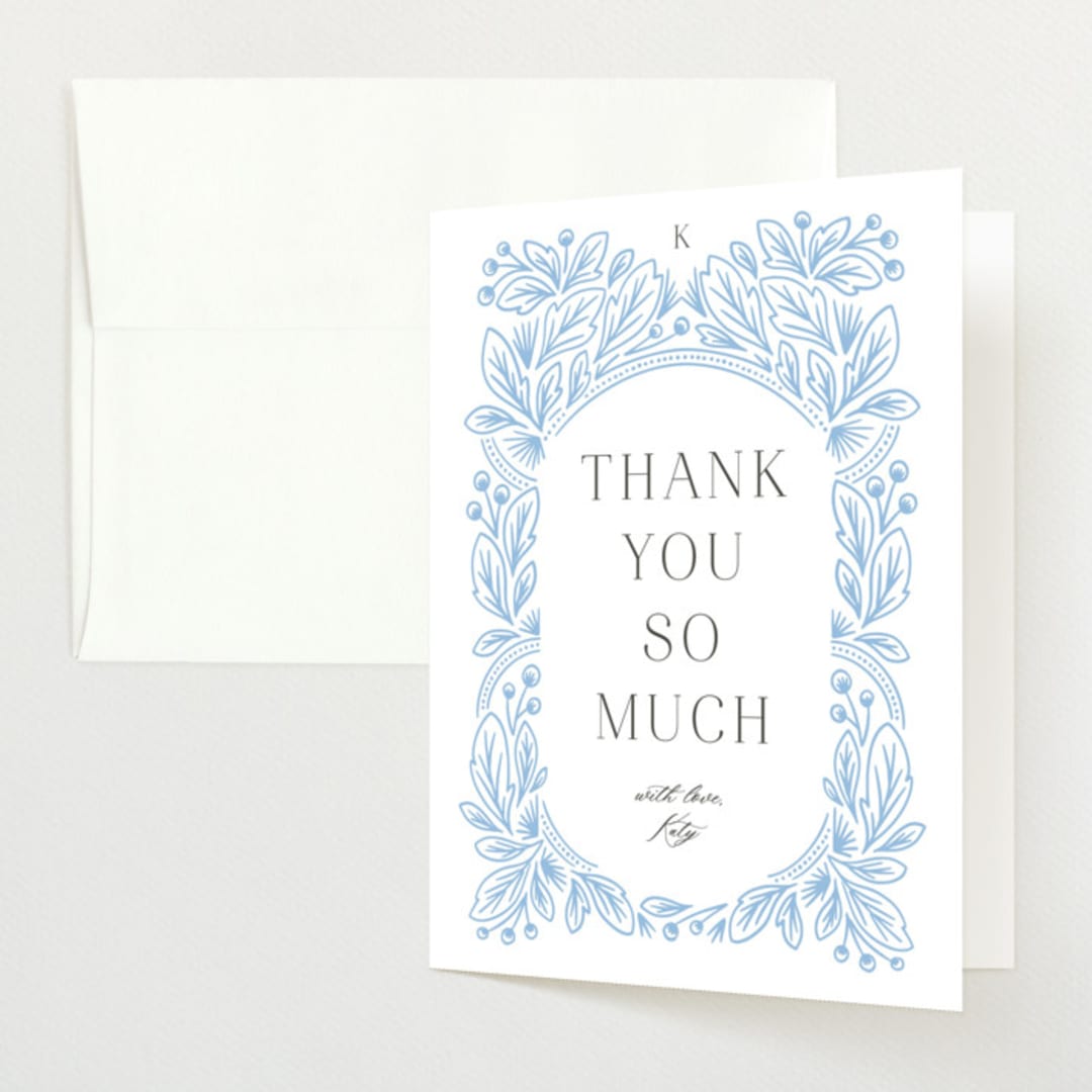 "Arch" - Baby Shower Thank You Cards in Powder by Jen Owens - Front