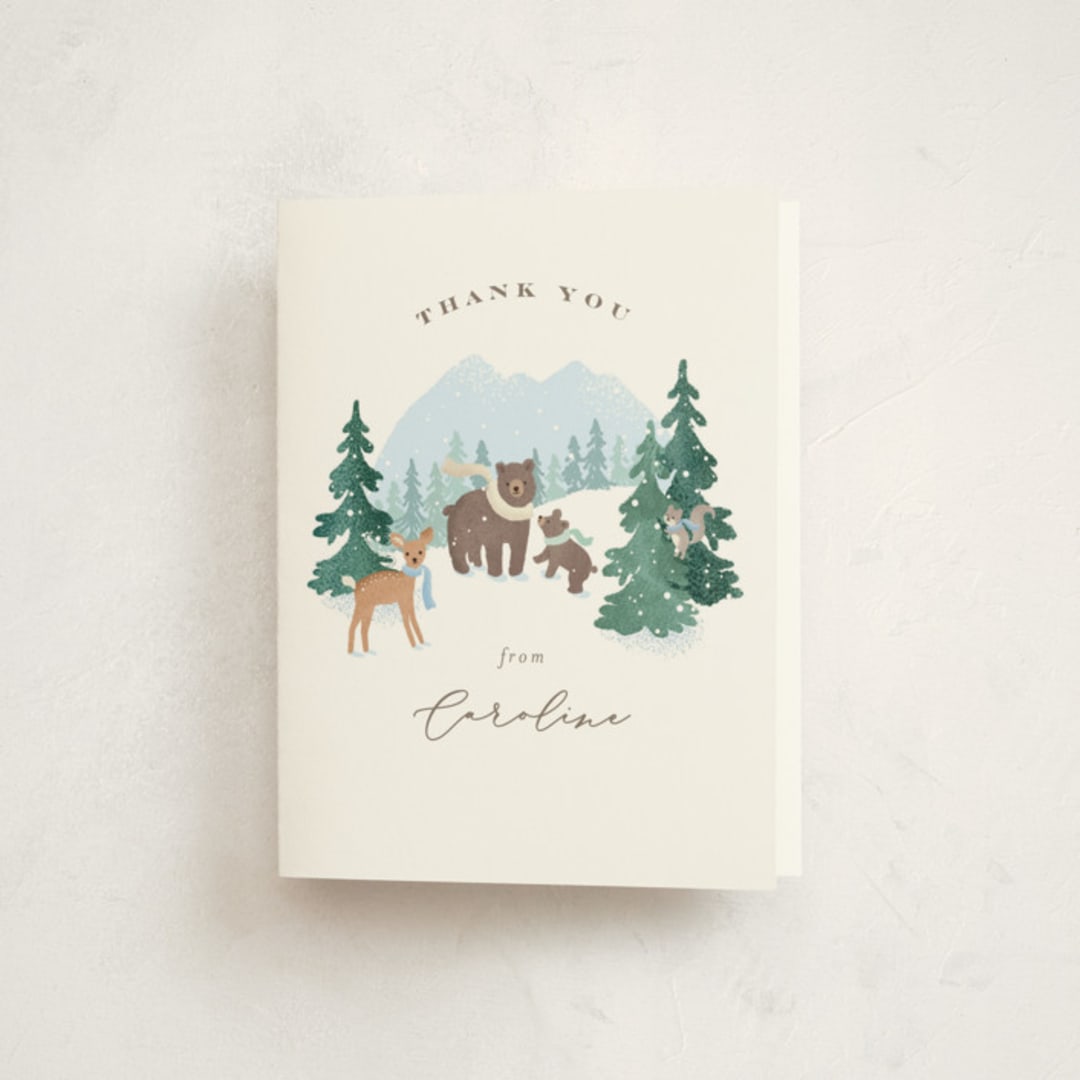"Winter Wonderland" - Baby Shower Thank You Cards in Sky by Jennifer Wick - Front