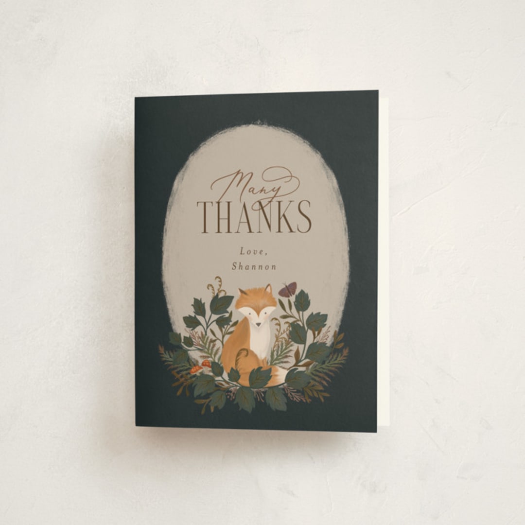 "Woodland Baby Shower" - Baby Shower Thank You Cards in Forest by Joanna Griffin - Front